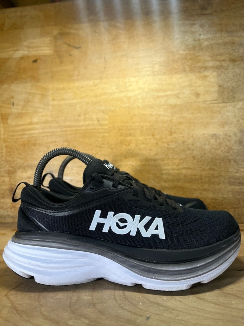 Hoka One One Bondi 8 Womens Size 6.5 Running Shoes Sneakers Black White